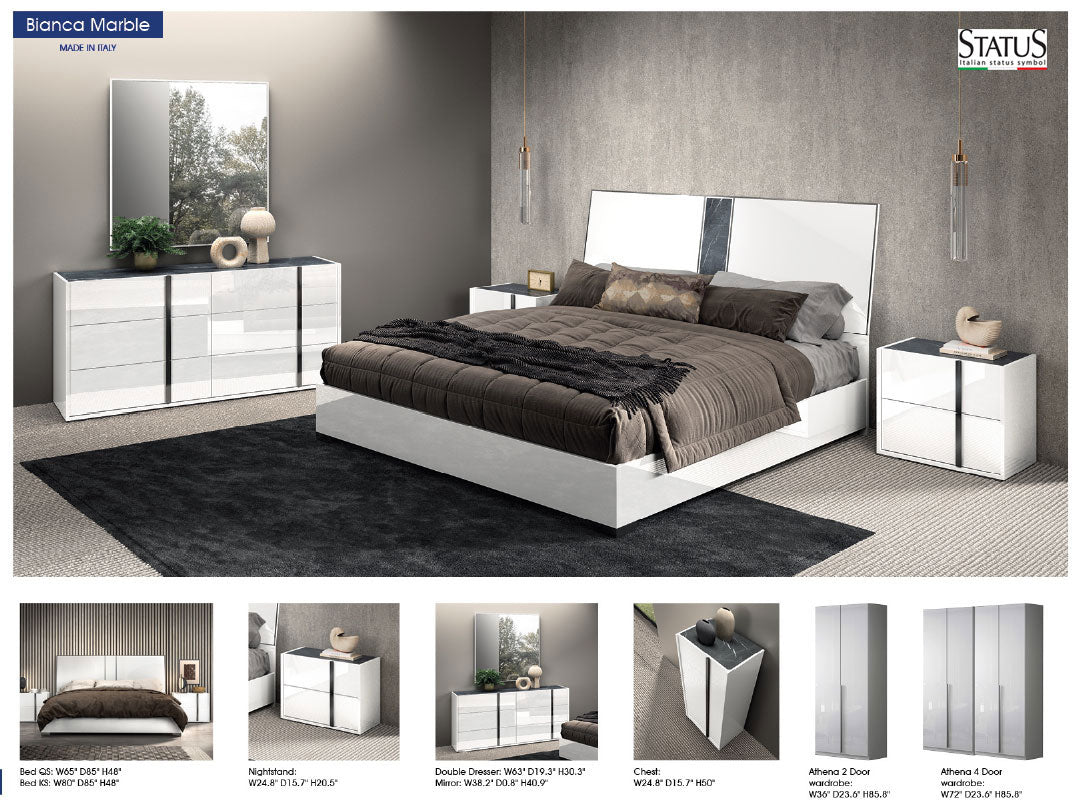 Bianca Marble Modern Bedroom Collection by Status