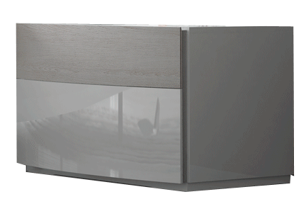 Cordoba Modern Nightstand & Dresser Mirror by Garcia Sabate - White High Gloss with Oak Accents | Made in Spain