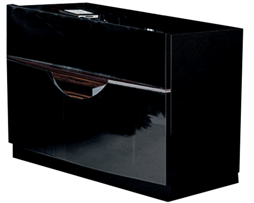 Marbella Modern Nightstand by Garcia Sabate - Black High Gloss with Natural Ebony Veneer | Made in Spain