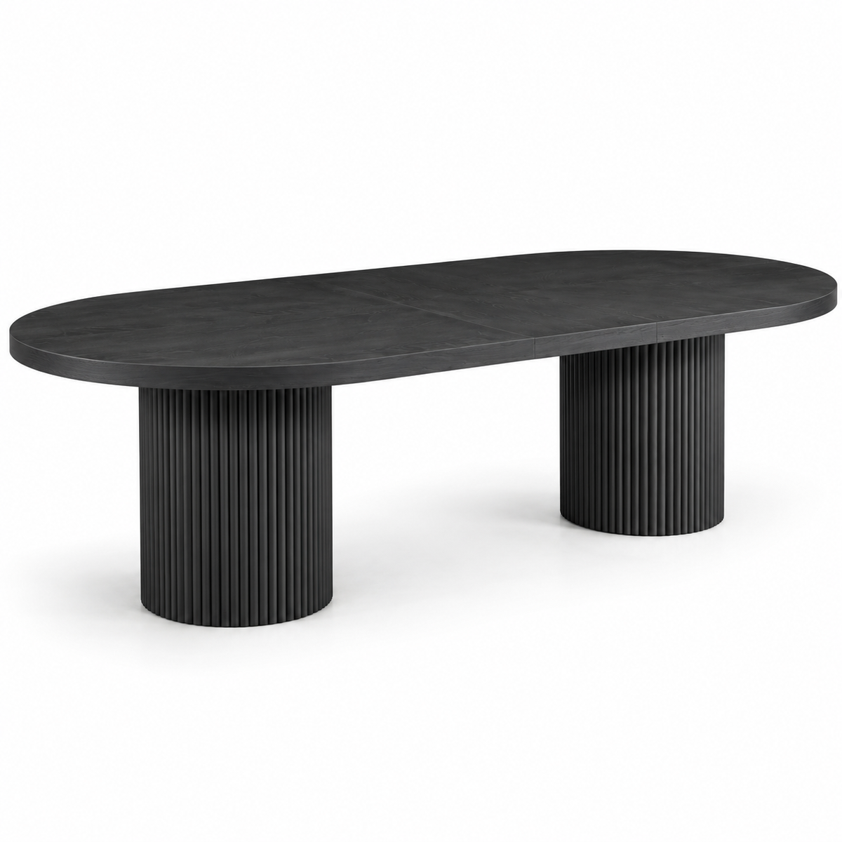 Extendable Oval Dining Table & Boucle Chairs, 5-Piece Dining Set Mid-Century Modern Double Pedestal
