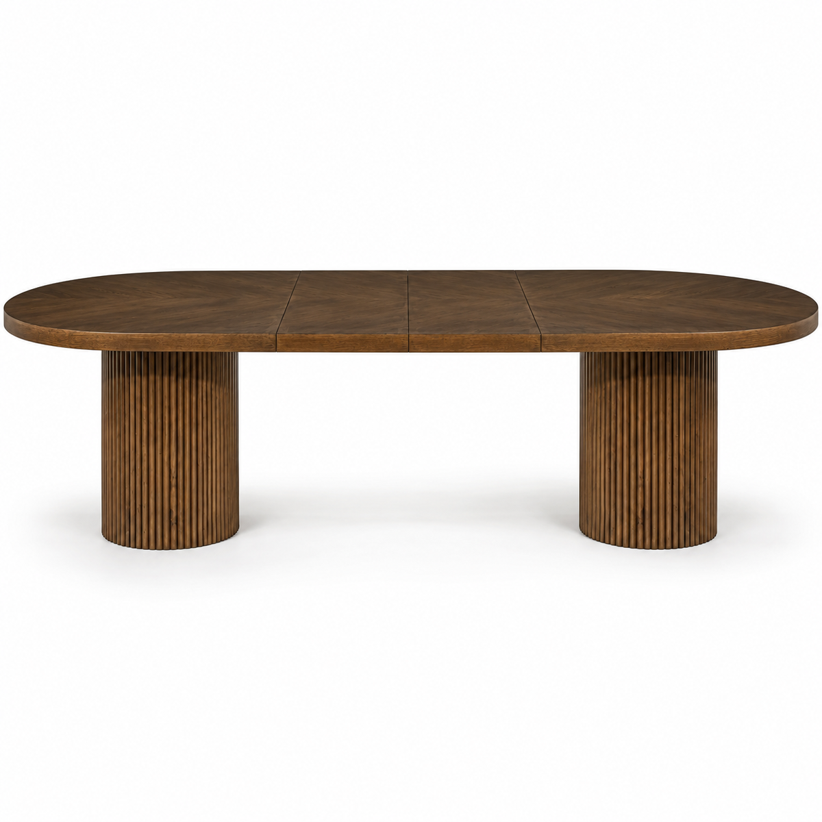 Extendable Oval Dining Table & Boucle Chairs, 5-Piece Dining Set Mid-Century Modern Double Pedestal
