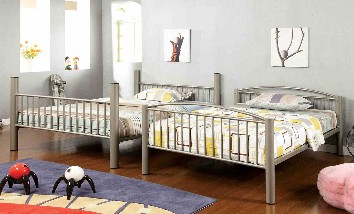 Lovia Contemporary Metal Bunk Bed - Bold 3" Tube Frame in Metallic Gold - Twin/Twin, Twin/Full or Full/Full – Gold, view 6