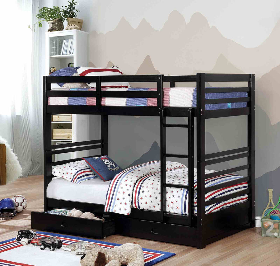 California IV Transitional Wood Bunk Bed with Attached Ladder - Twin over Twin or Twin over Full