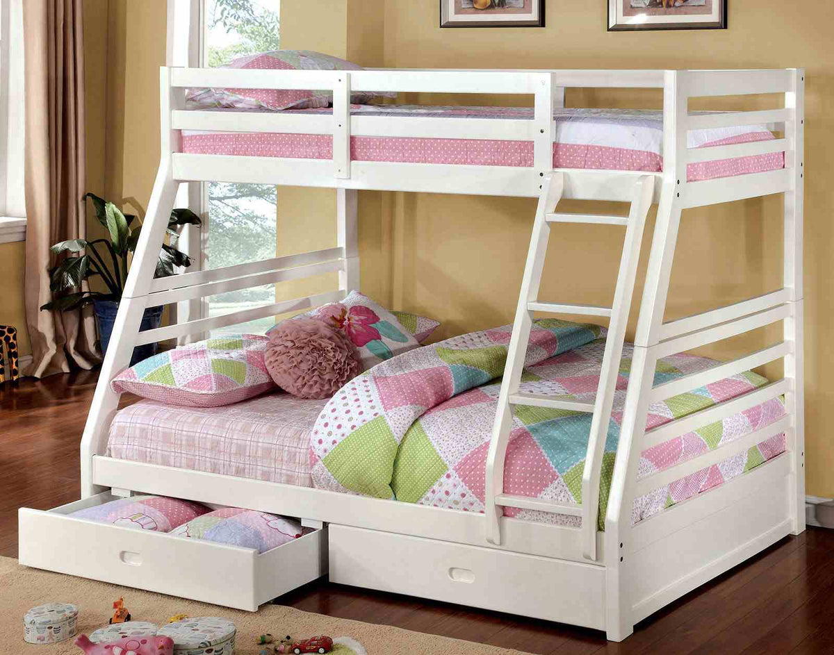 California III Twin over Full Bunk Bed with 2 Drawers - White