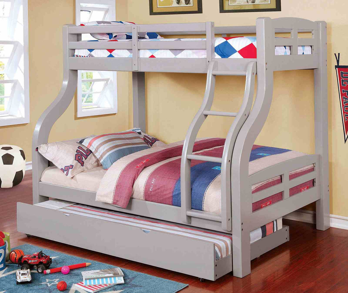 Solpine Twin over Full Bunk Bed - Gray