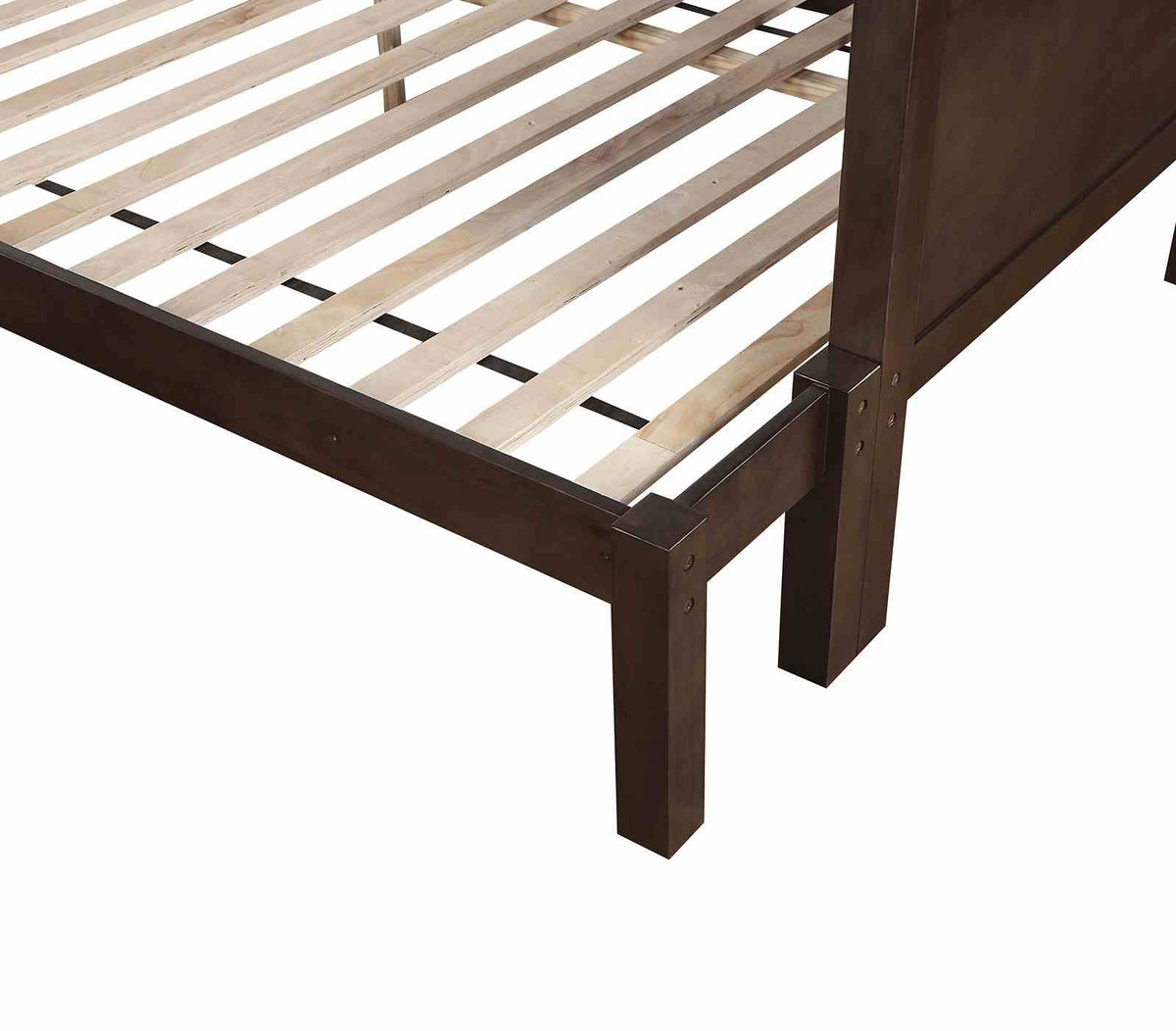 Stamos Transitional Twin over Full Bunk Bed - Solid Wood with Attached Ladder in Walnut – Brown, view 2