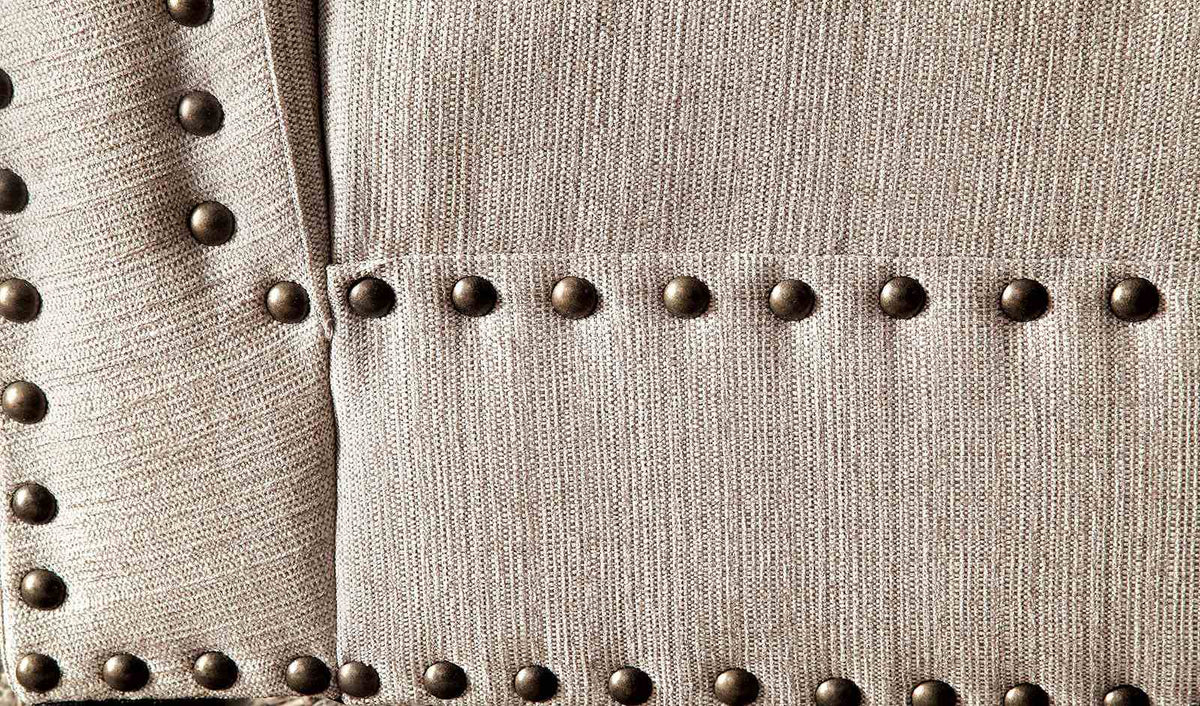 Stillwater Transitional Chaise Lounge with Nailhead Trim - Linen-Like Fabric – Beige & Gray, view 3