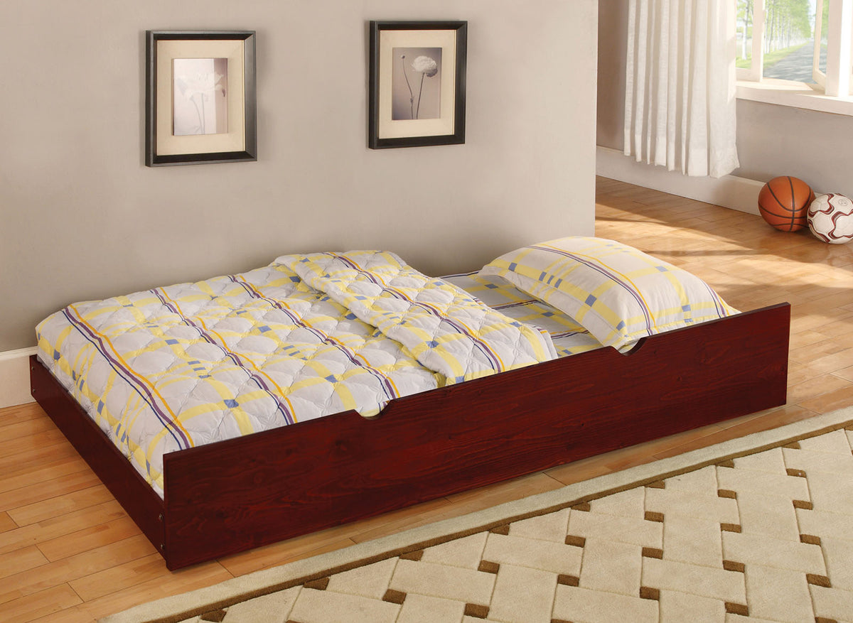 Carus Transitional Twin Panel Bed & 4-Piece Bedroom Set - Paneled Headboard with Slat Kit in Cherry – Brown, view 5