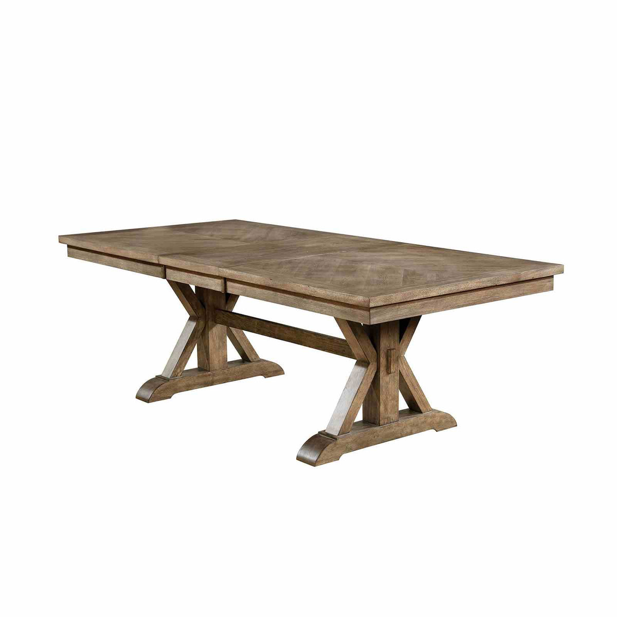 Julia Rustic Dining Collection with Nailhead Trim - Round Pedestal & Extendable Trestle Tables, Chairs & Wine Server in Light Oak – Natural & Beige, view 11