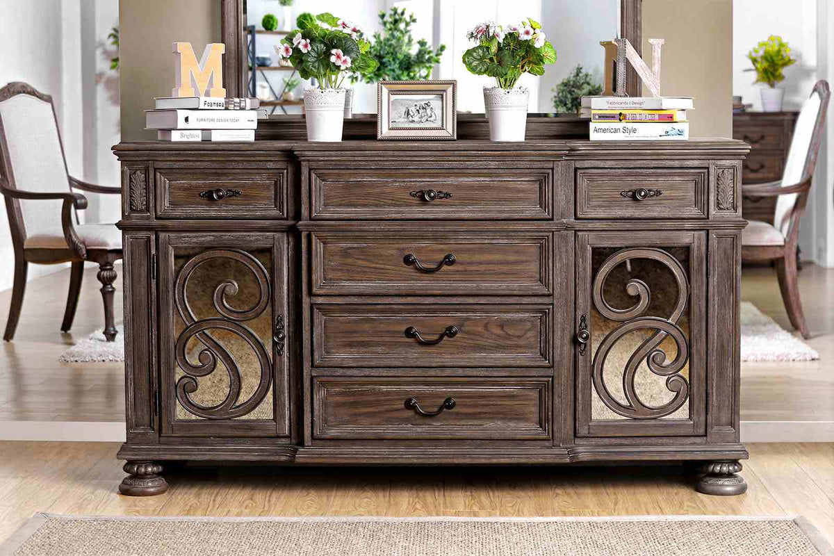 Arcadia Rustic Dining Collection with Wood Inlay - Server