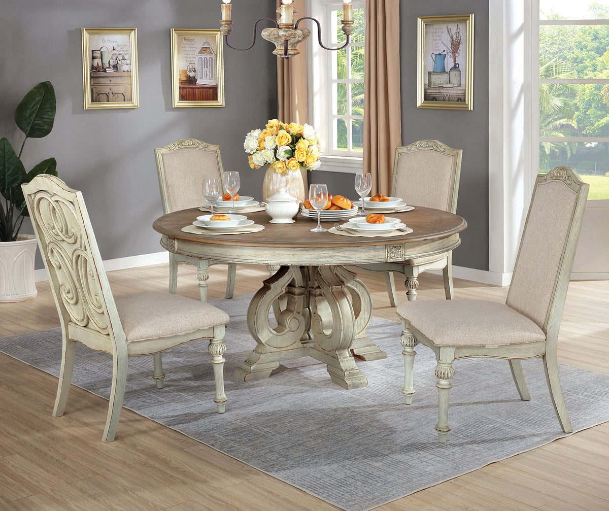 Arcadia Rustic Dining Collection with Wood Inlay - Round Table Only (60")