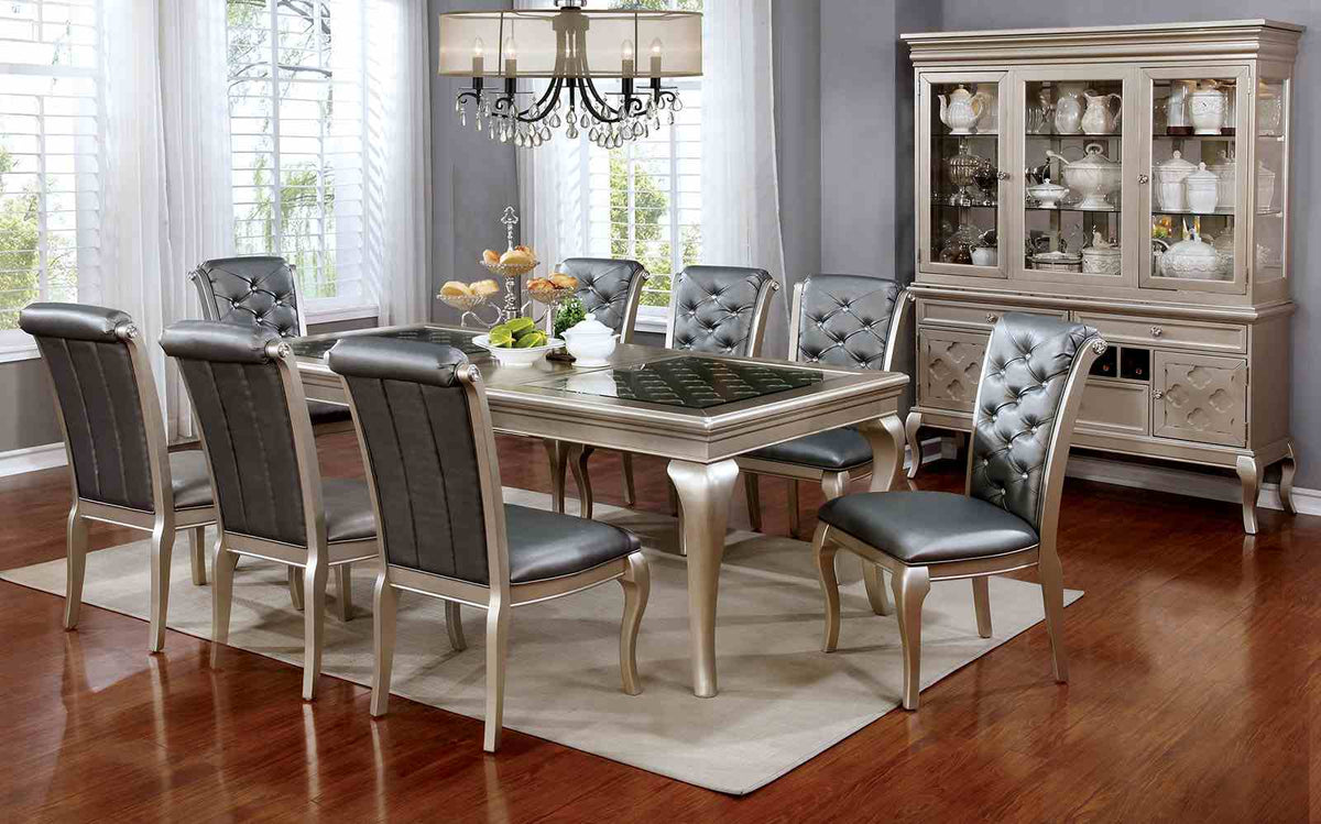 Amina Transitional Dining Tables in Champagne - Extendable Table (66"-84")