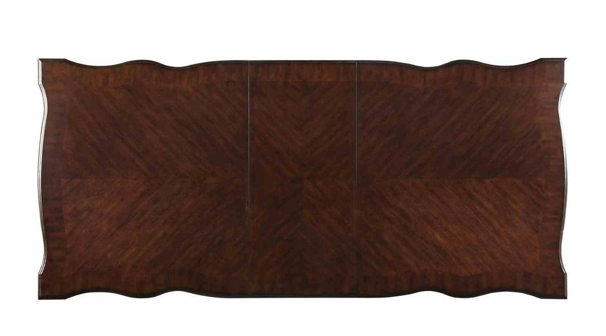 Nouvelle Traditional Dining Collection - 95" Extendable Table, Tufted Chairs & Hutch Buffet in Brown Cherry – Brown, view 2