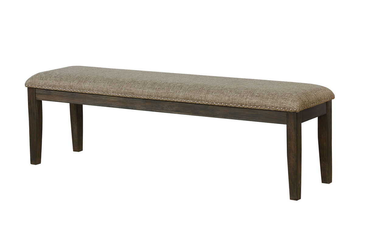 Faulk Transitional Extendable Double Pedestal Dining Collection - Table, Nailhead Chairs, Bench & Server in Espresso & Warm Gray – Brown & Gray, view 12