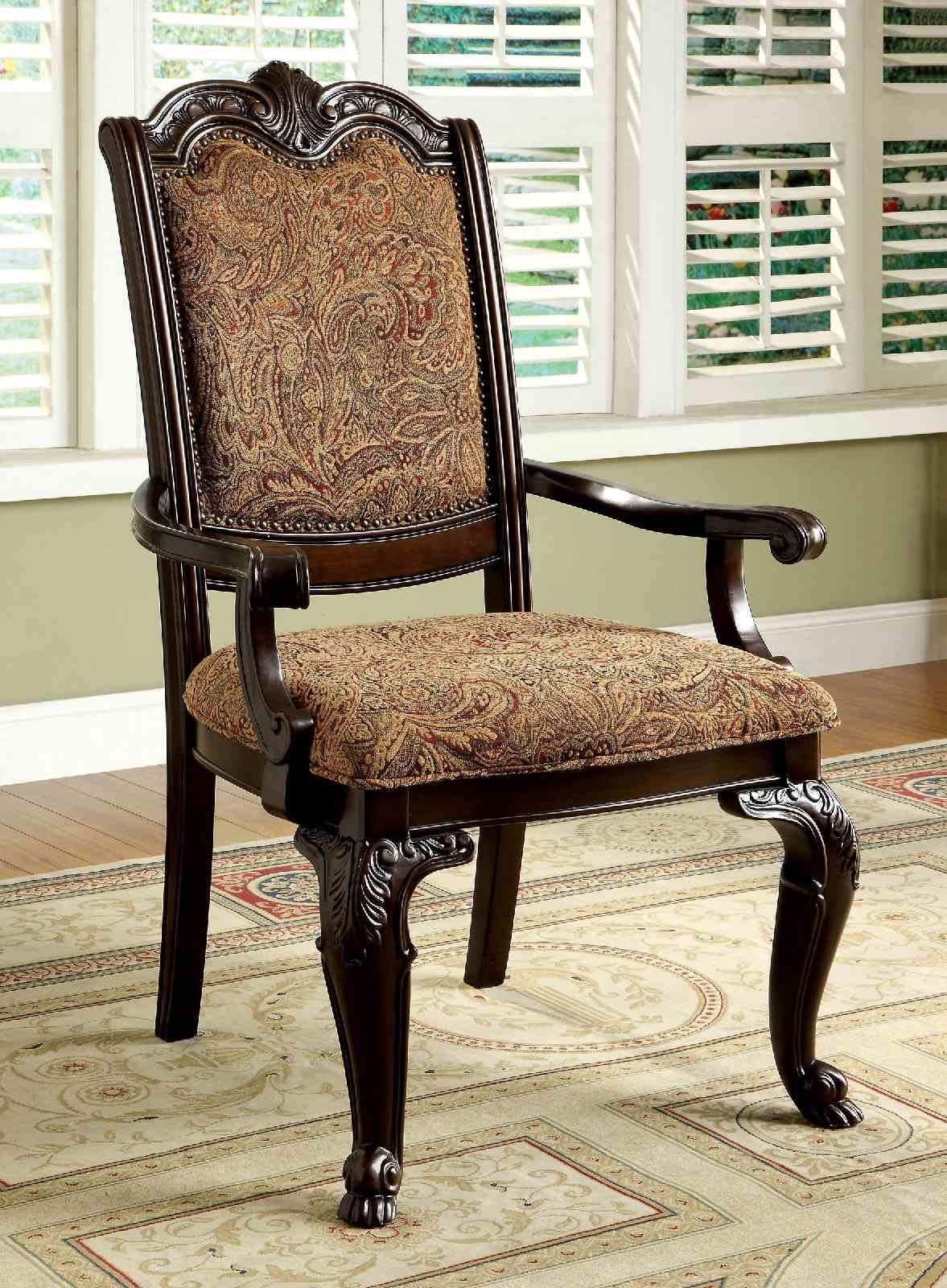 Bellagio Traditional Dining Collection - 2 Fabric Arm Chairs