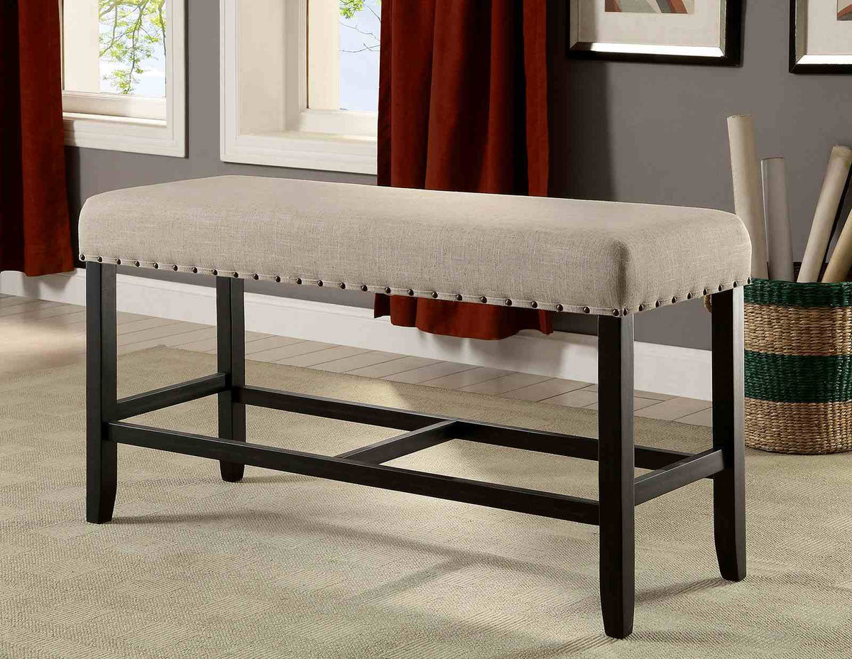 Sania Rustic Counter Height Dining Collection - Linen-Like Upholstered Seating & Distressed Antique Black or Rustic Oak – Black & Beige, view 6