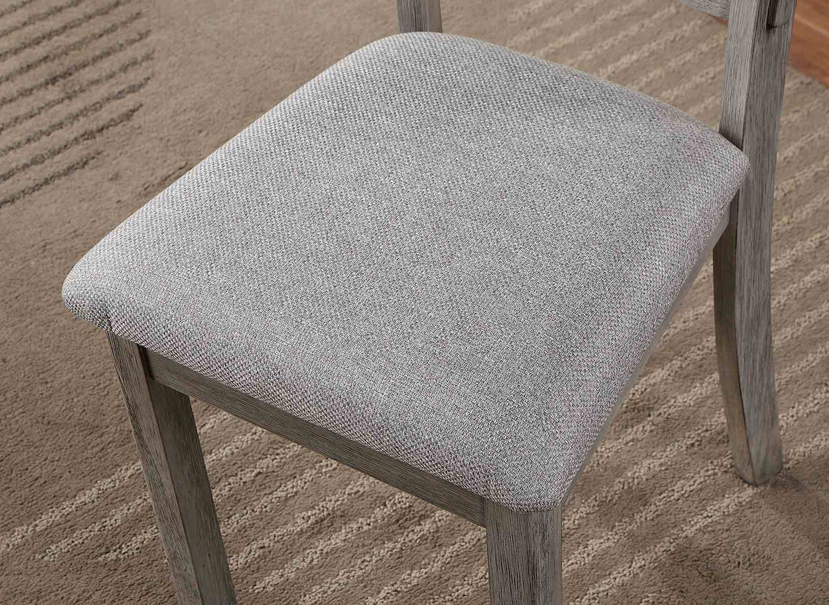 Laquila Rustic 60" Trestle Dining Collection - Ladder Back Chairs & Upholstered Bench in Wire-Brushed Gray – Gray, view 8