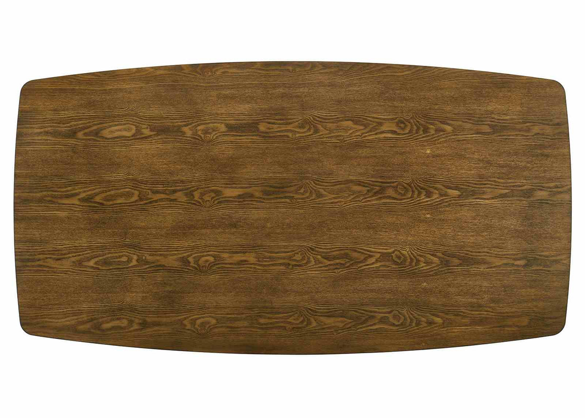 Oberwil Mid-Century Modern Trestle Dining Table & Set - Plank Top & Two-Tone Antique Oak/Black – Brown & Black, view 4