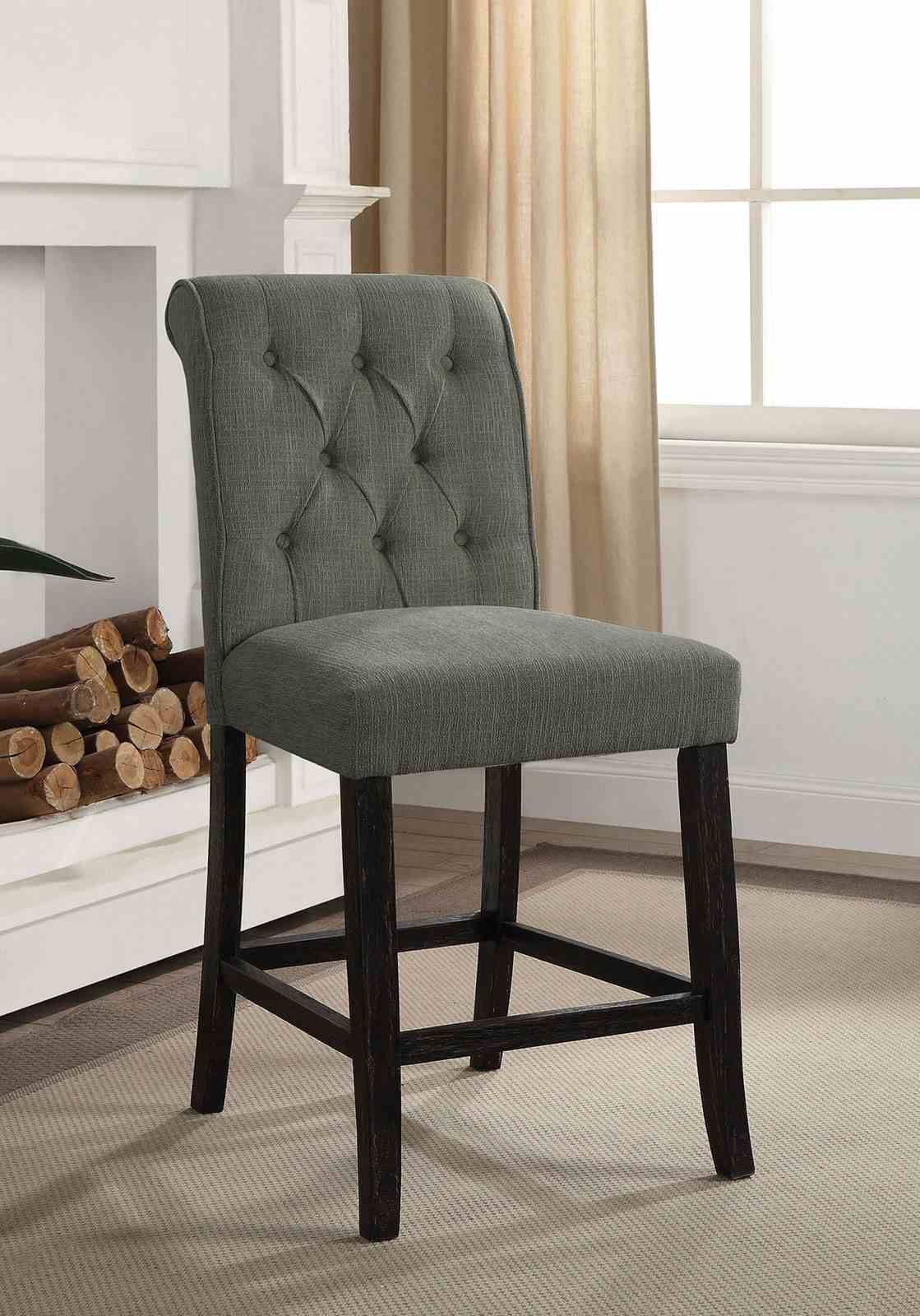 Izzy Rustic Counter Height Chairs, Set of 2 - Gray / Antique Black