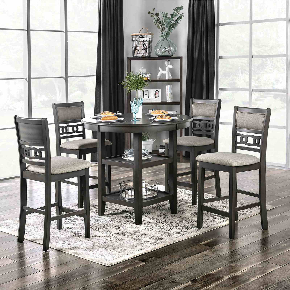Milly Transitional 5-Piece Counter Height Dining Set -