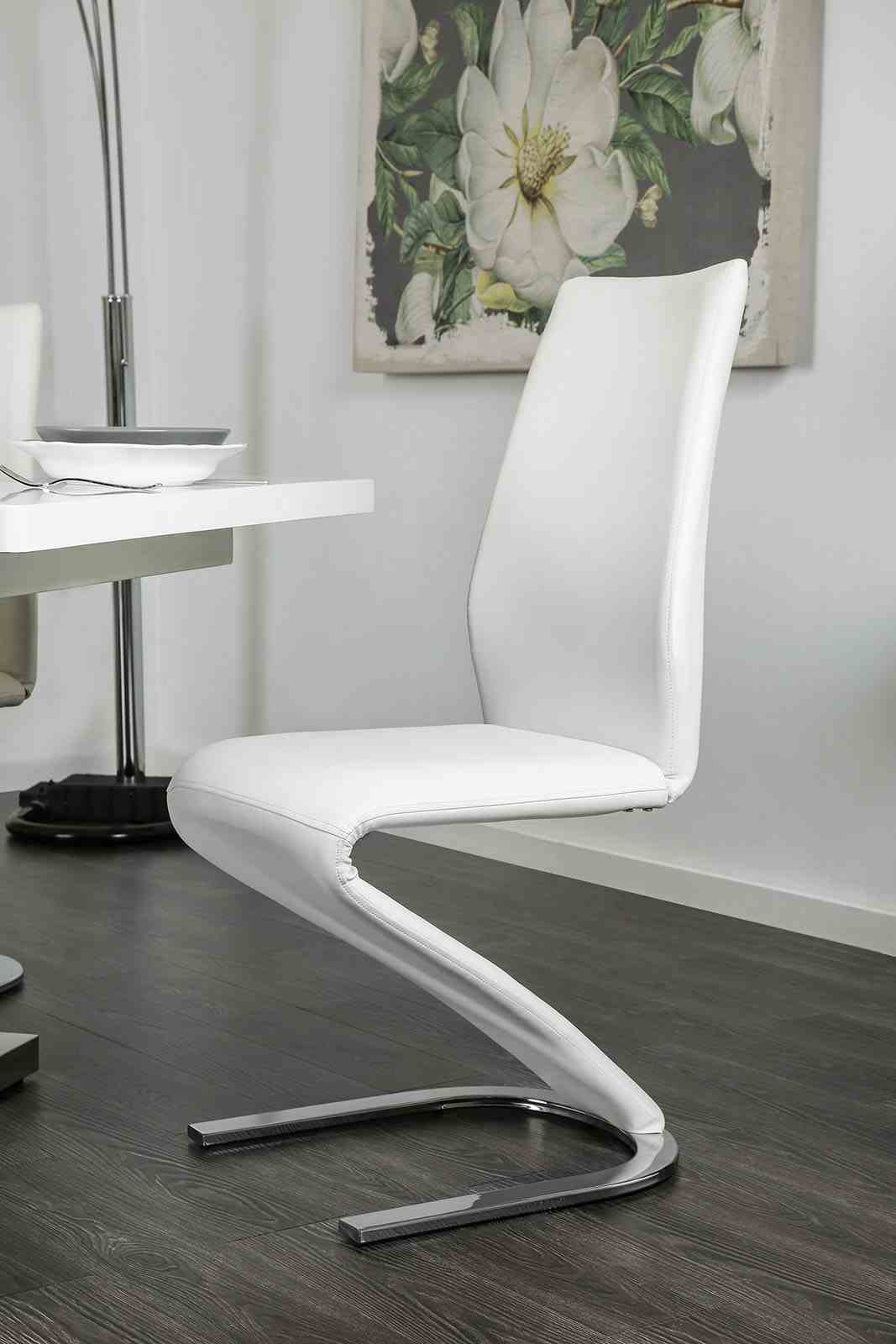 Midvale Contemporary 78" Extendable Dining Table & Chairs - Butterfly Leaf & Z-Base Leatherette Chairs – White & Black, view 4