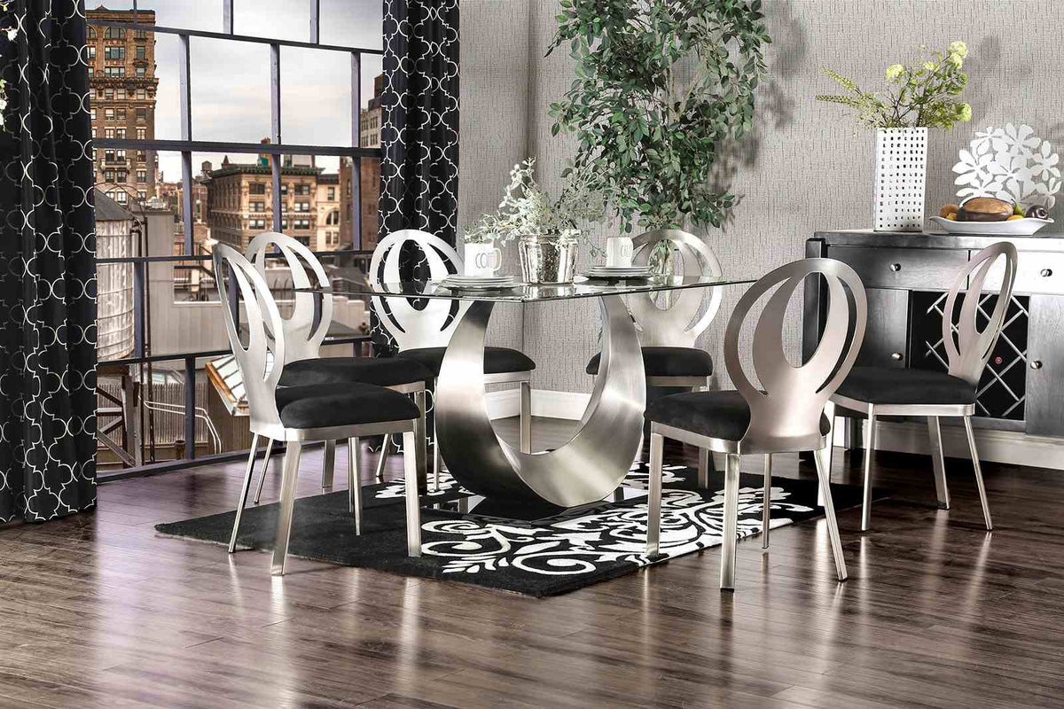 Orla Contemporary 60" Glass Top Dining Table & Set - Dining Table Only