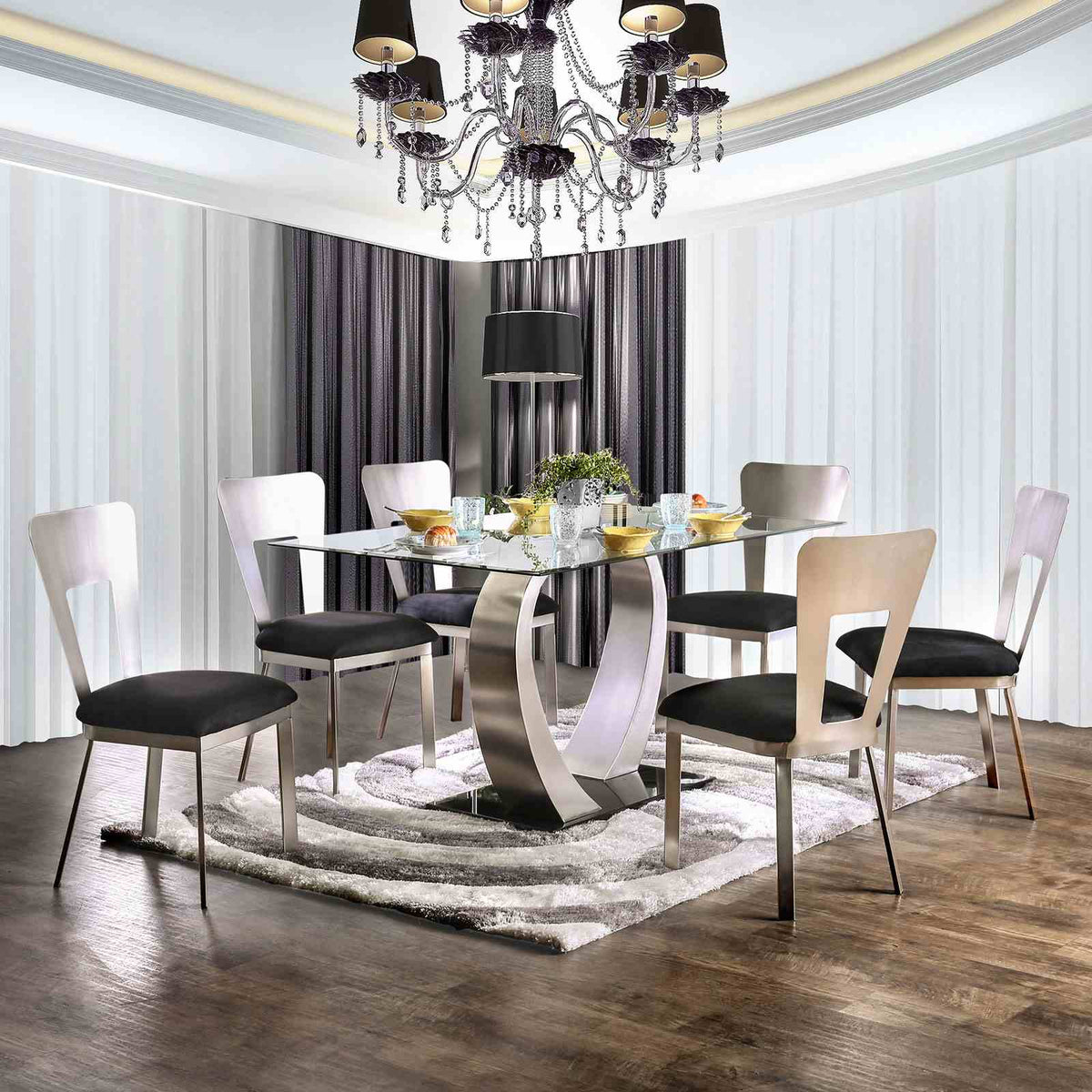 Nova Contemporary 60" Glass Top Dining Table & Set - Dining Table Only (60")