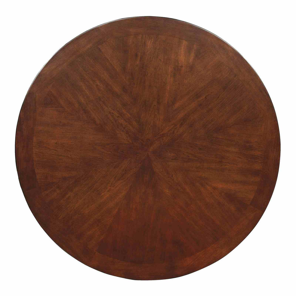 Carlisle Transitional 48" Round Pedestal Dining Table & Set - Padded Fabric Chairs in Brown Cherry – Brown, view 2