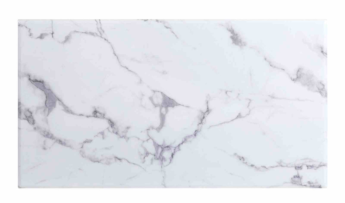 Villarsglane Glam Faux Marble Occasional Tables - Coffee, End & Sofa Table with Chrome V-Pedestal – Silver & White, view 5