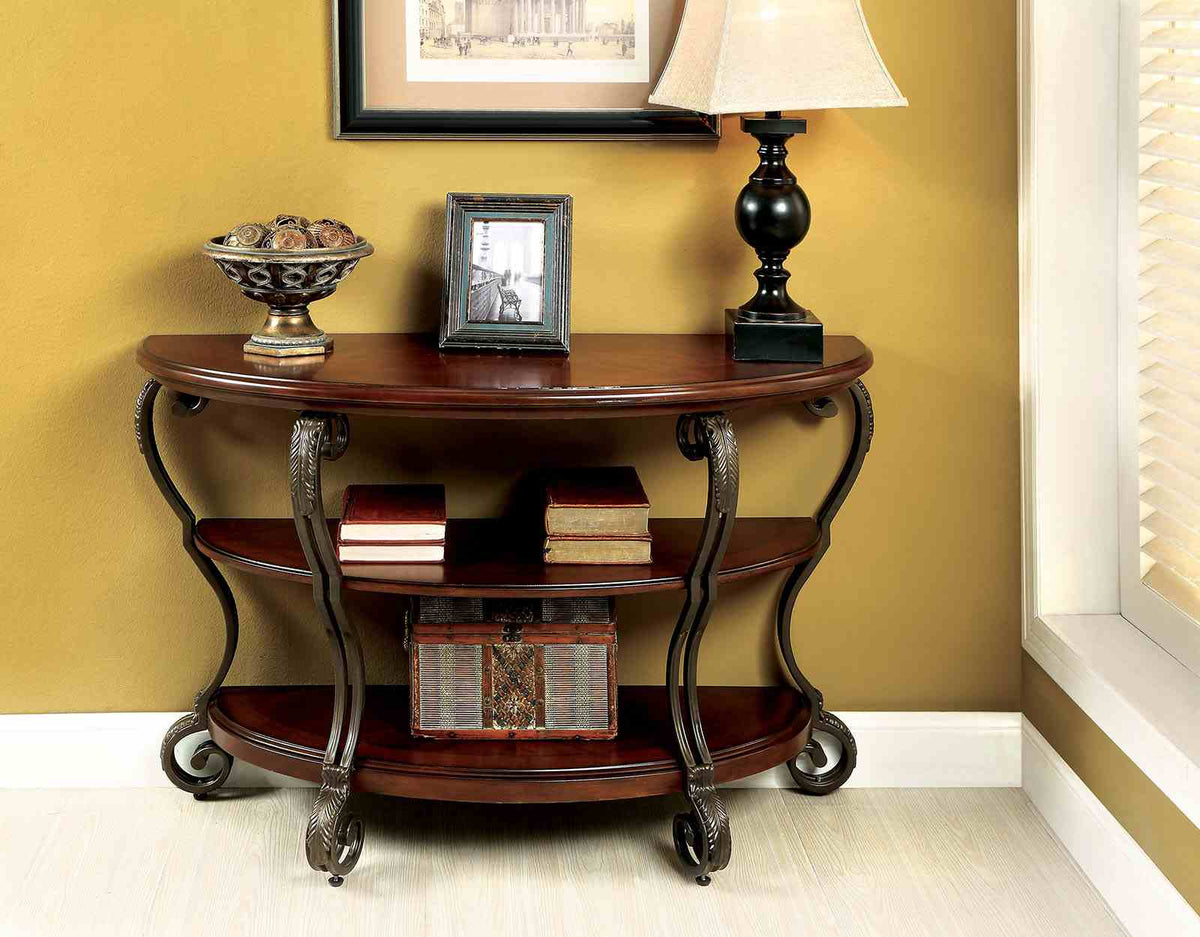May Traditional Occasional Tables with Glass Top & Scroll Legs - Sofa Table