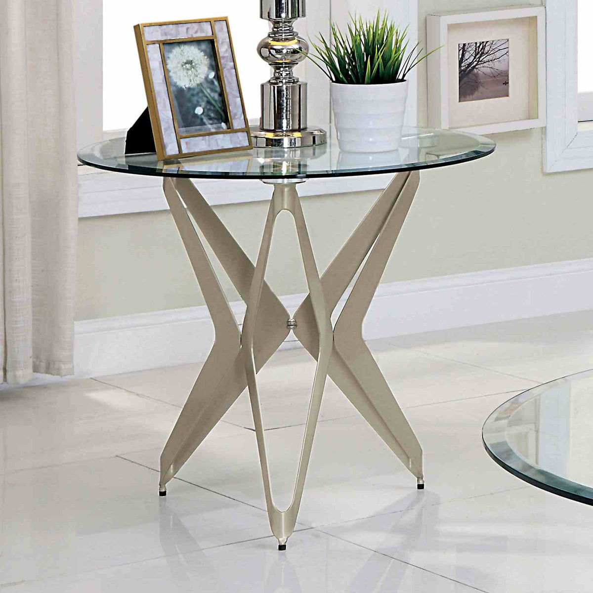 Alvise Contemporary Champagne End Table