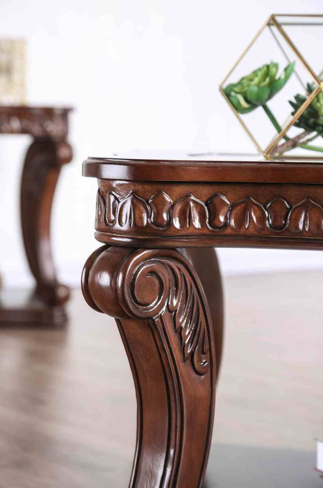Walworth Traditional Carved Display Occasional Tables - Coffee, End & Sofa Table in Dark Oak – Brown, view 7