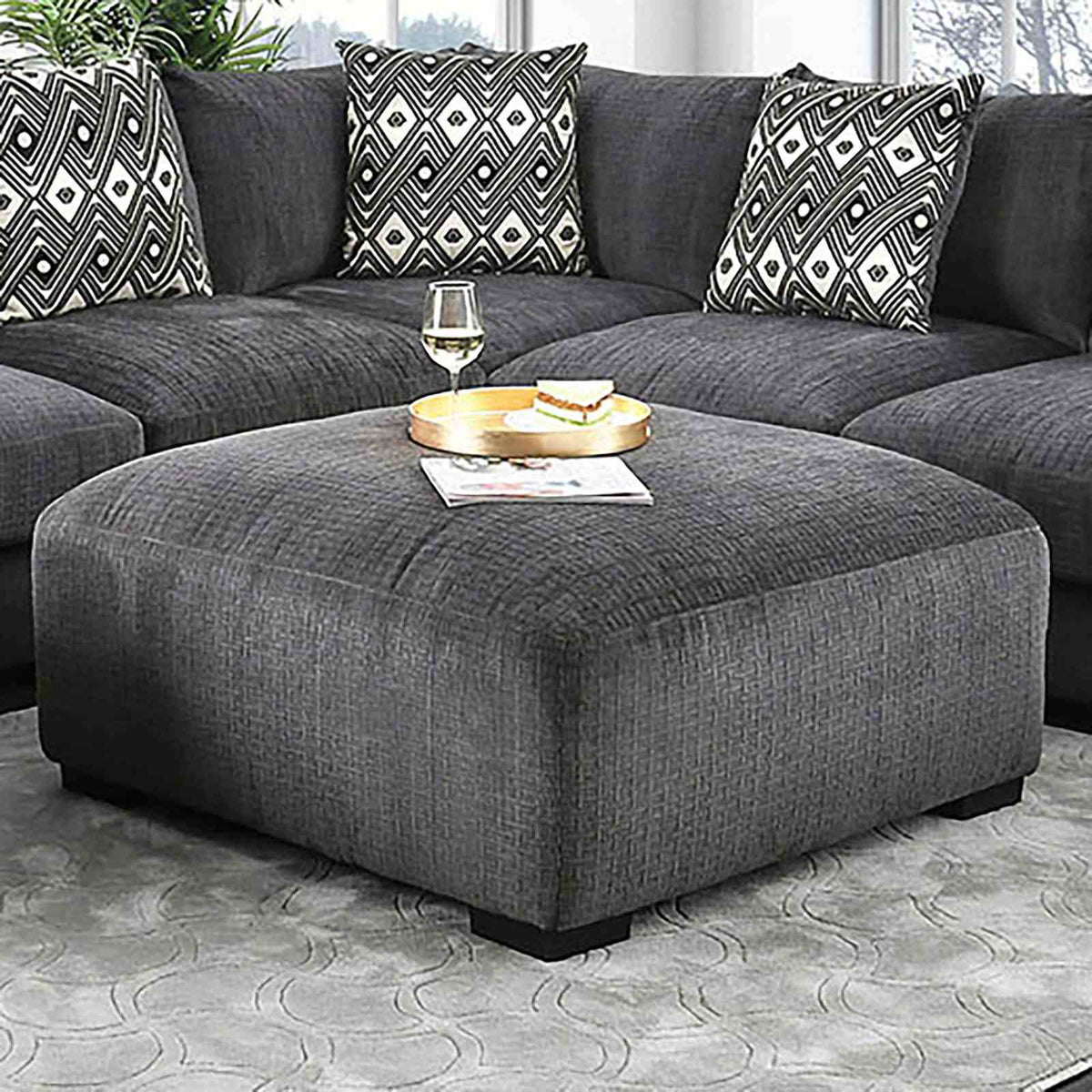 Kaylee Modular Chenille Sectional - Ottoman Only