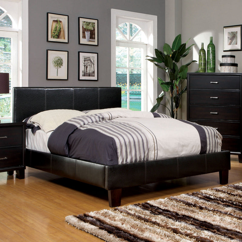 Winn Park Upholstered Platform Bed - Contemporary Flannelette & Solid Wood in Espresso, Gray or White