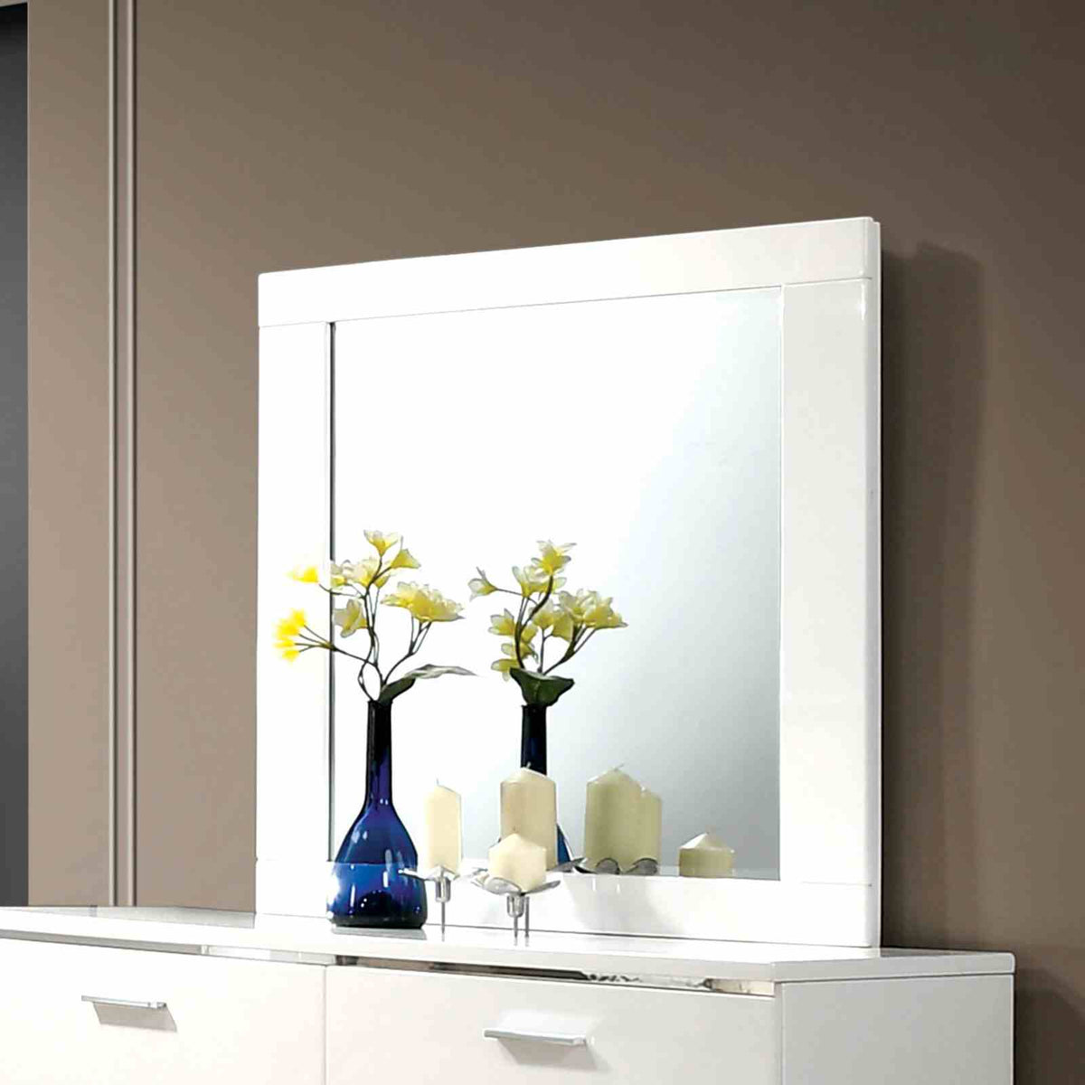 Malte Contemporary LED Platform Bed & Bedroom Collection - Mirror