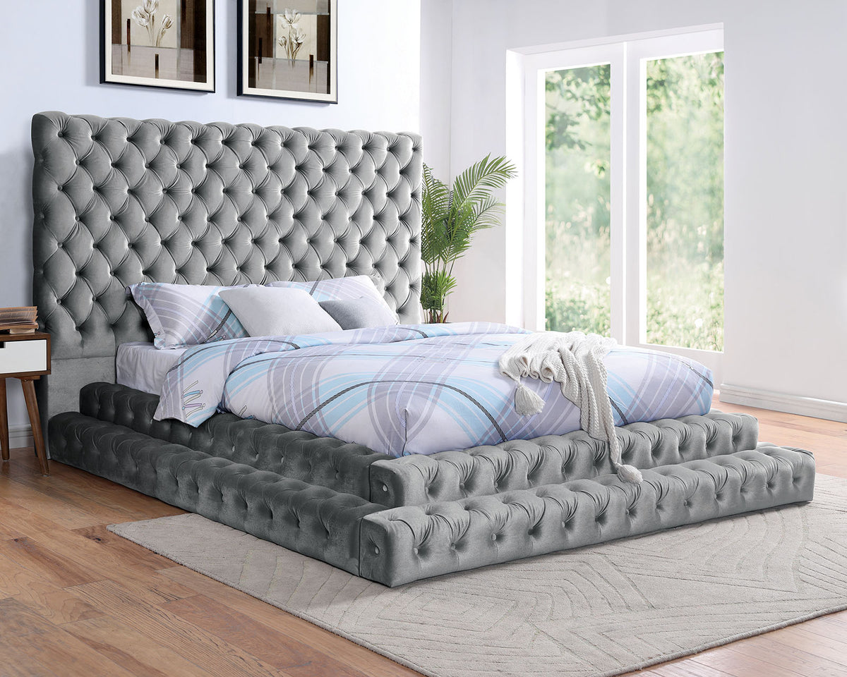 Stefania Glam Upholstered Platform Bed & Bedroom Set - Queen Bed Only