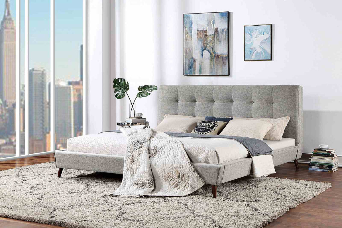 Leomin Mid-Century Modern Upholstered Platform Bed - Full
