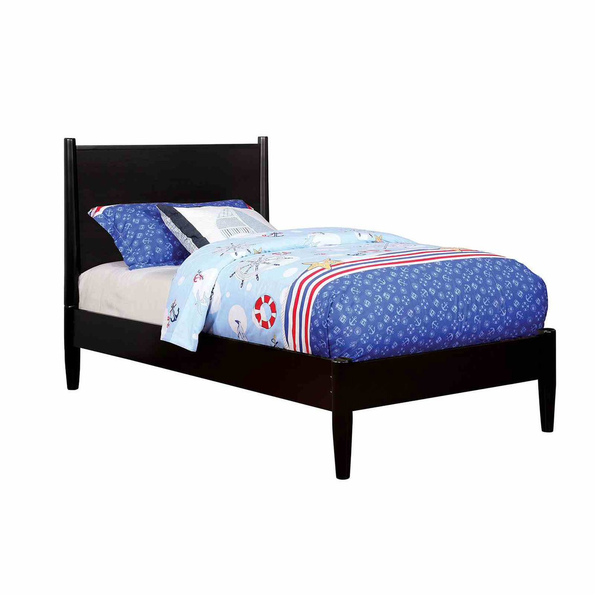 Lennart Mid-Century Modern Bed & Bedroom Collection - Round Tapered Legs & Recessed Handles in Oak, Gray, Black or White – Natural & Brown, view 19