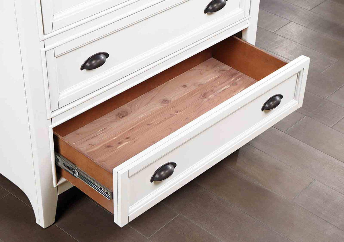 Castile Transitional Storage Platform Bed, Bedroom Set & Case Pieces - Side Rail Drawers & Crown Molding in White – White, view 10
