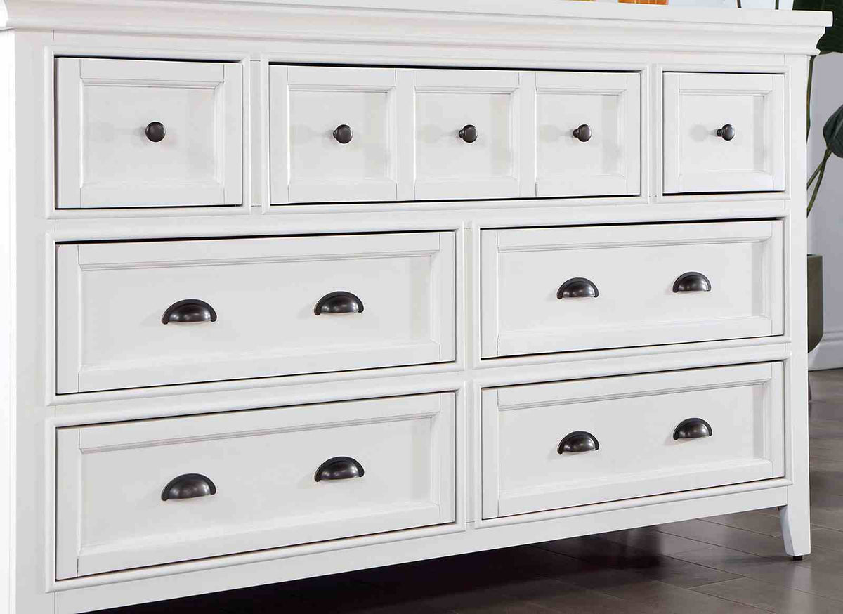 Castile Transitional Storage Platform Bed, Bedroom Set & Case Pieces - Side Rail Drawers & Crown Molding in White – White, view 8