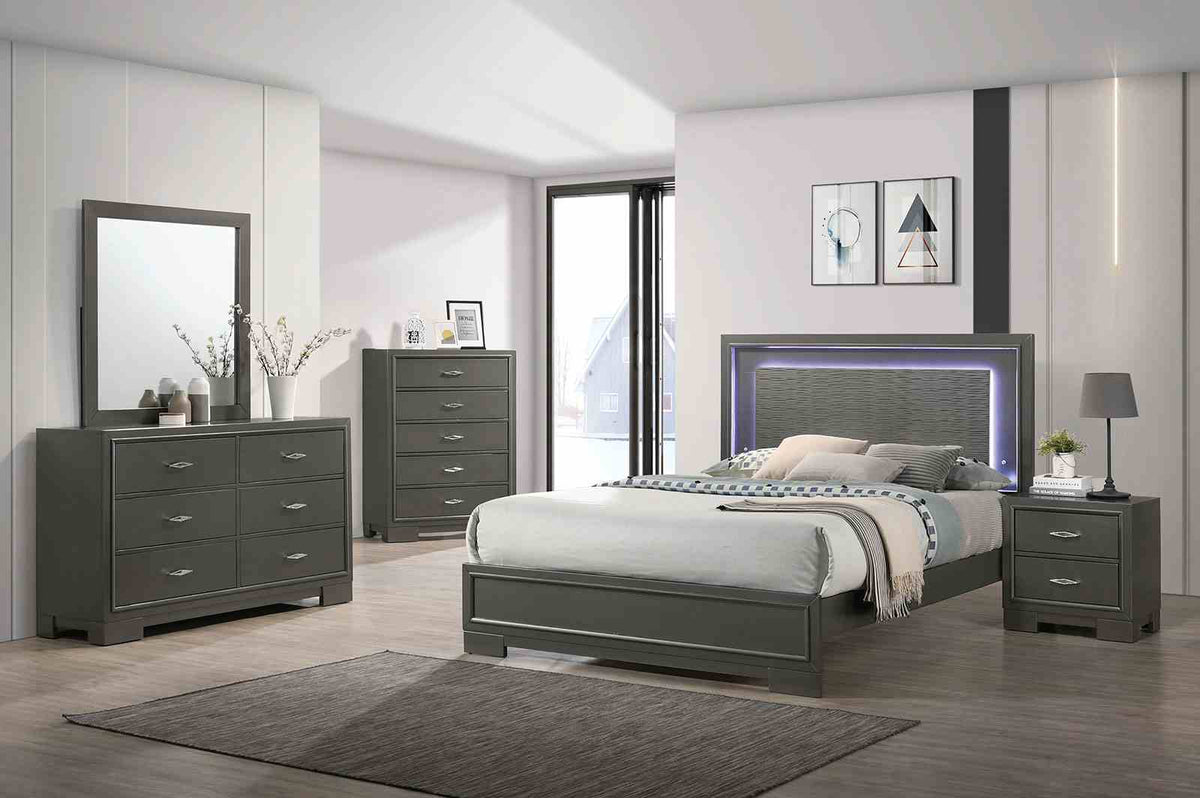 Alison Contemporary LED Platform Bed & Bedroom Collection - Full Bed Only
