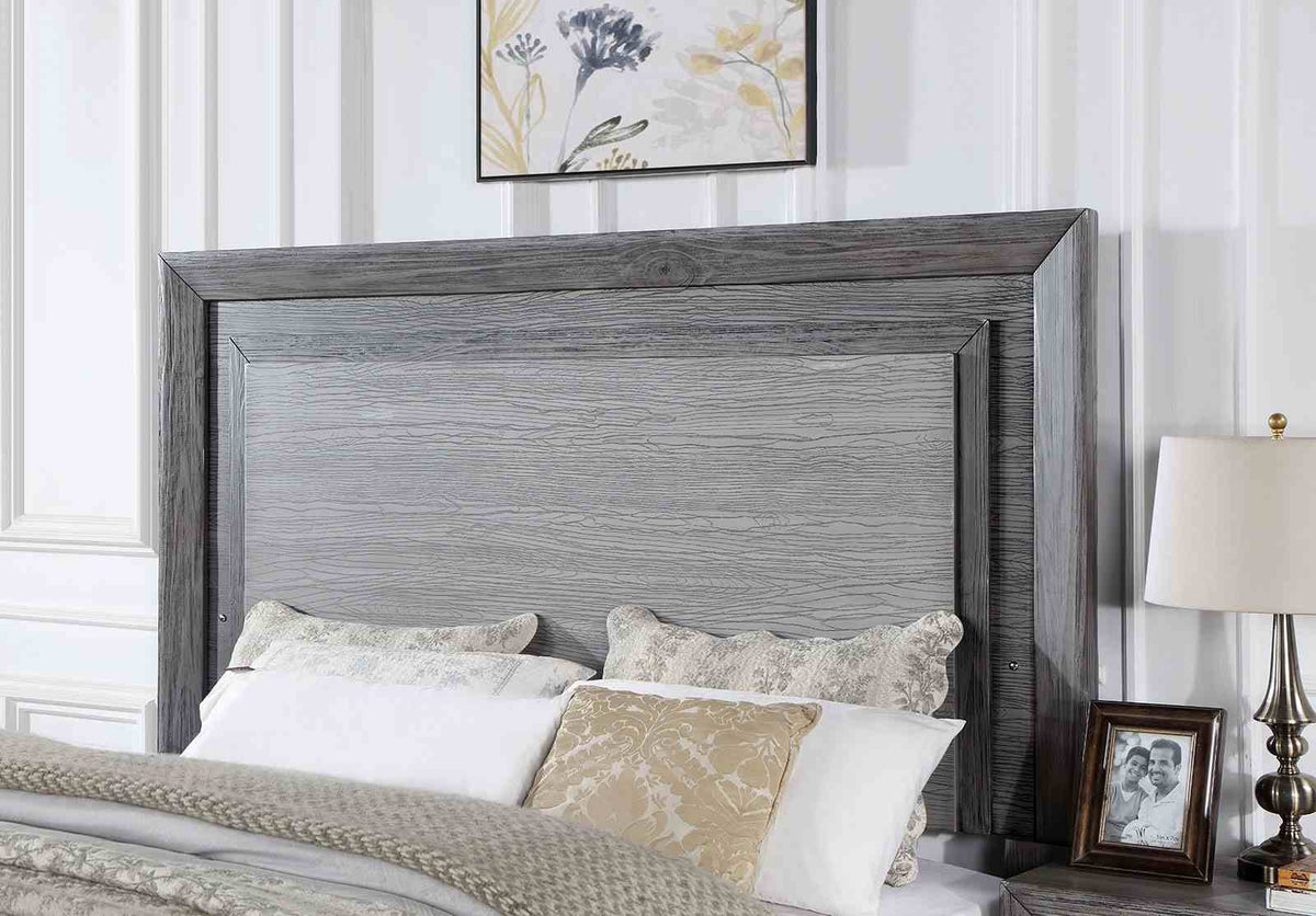 Raiden Transitional LED Bed, Bedroom Set & Case Pieces - Illuminated Headboard & USB Nightstands in Gray – Gray, view 7