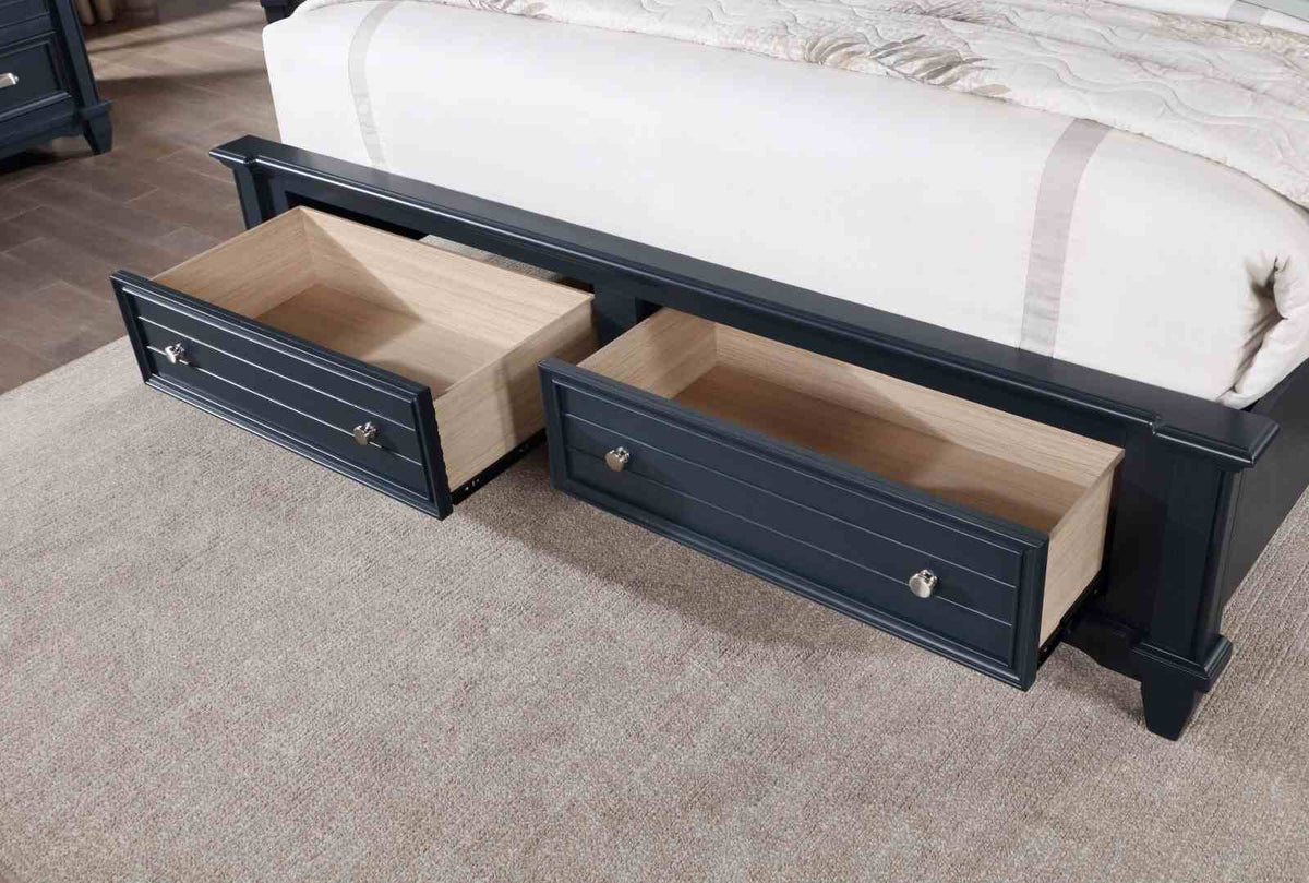 Manzanillo Transitional Storage Bed & Bedroom Collection - Footboard Drawers, Dresser, Chest, Nightstand & Armoire in Slate Blue – Blue, view 10