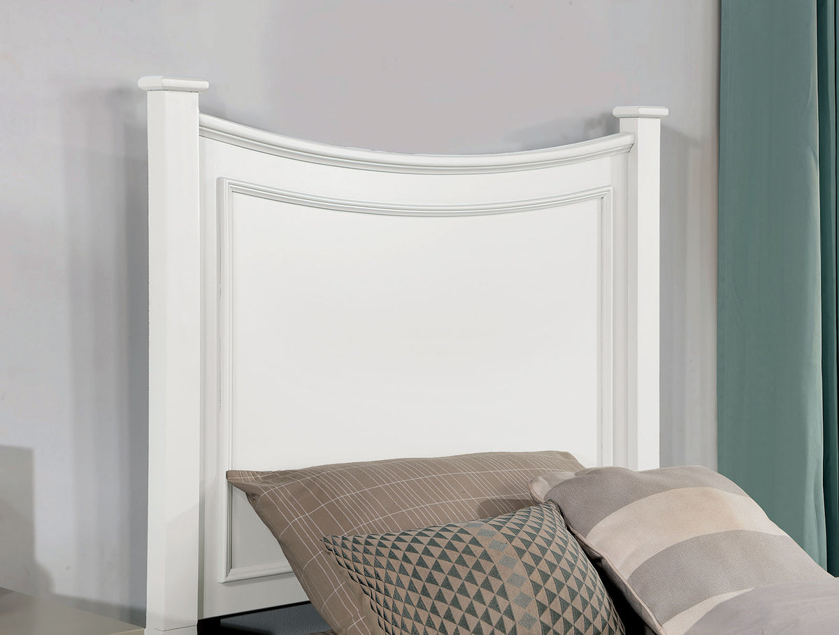 Lycoris Transitional Poster Bed & Youth Bedroom Set - Finial Accents & Molding Details in White – White, view 2