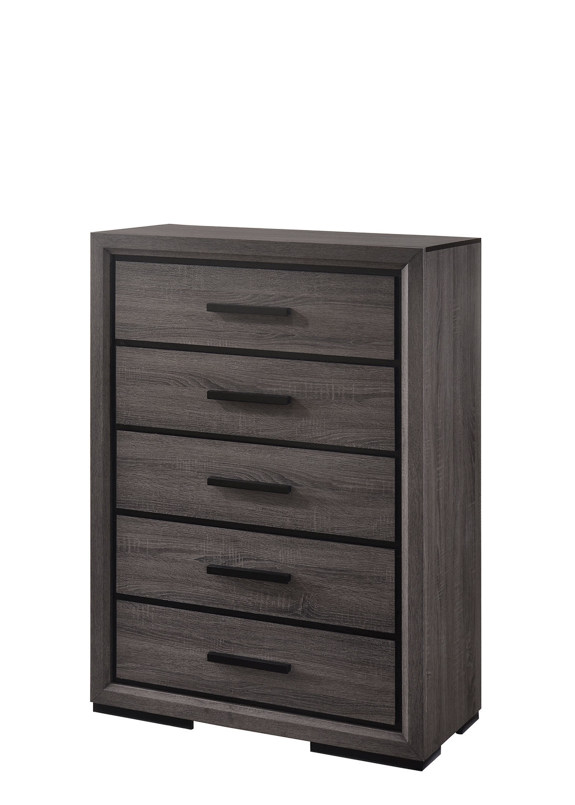 Conwy Contemporary Bookcase Headboard Bed, Bedroom Set & Case Pieces - Two-Tone Gray with Black Trim – Gray & Black, view 9
