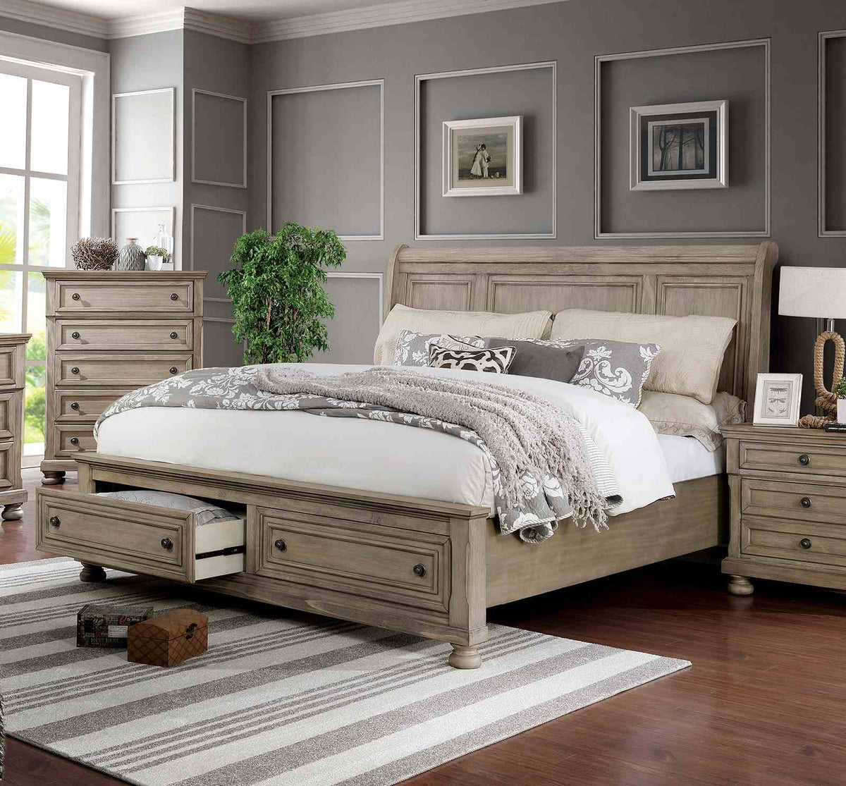 Wells Transitional Storage Bed & Bedroom Collection - Queen Bed Only