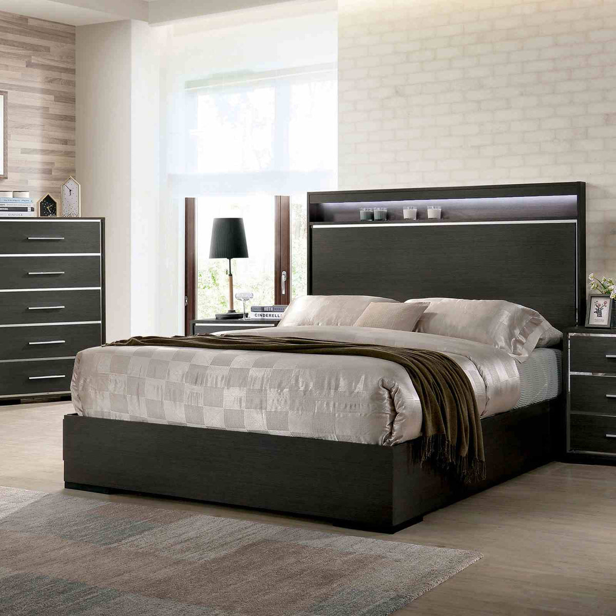 Camryn Contemporary LED Platform Bed & Bedroom Collection - Queen Bed Only