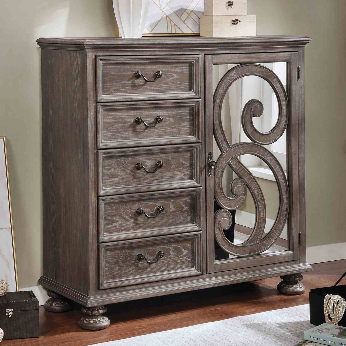 Lysandra Upholstered Sleigh Bed & Bedroom Collection with Armoire - Armoire