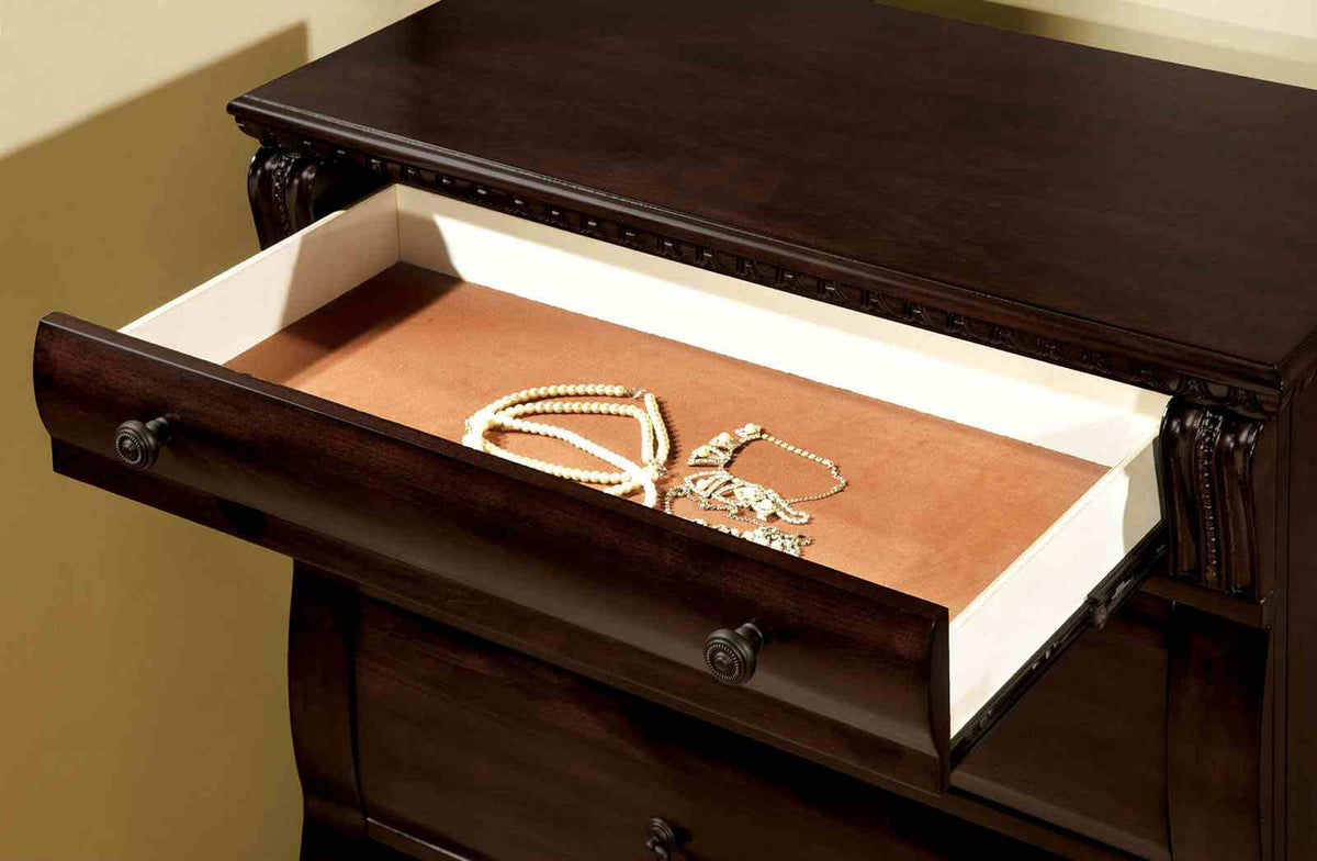 Burleigh Transitional Wood Bed, Bedroom Set & Case Pieces - Decorative Bed Posts in Cherry Finish – Brown, view 9