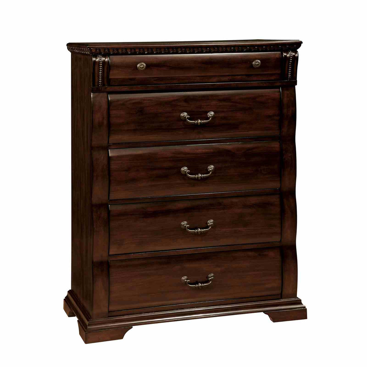 Burleigh Transitional Wood Bed, Bedroom Set & Case Pieces - Decorative Bed Posts in Cherry Finish – Brown, view 10